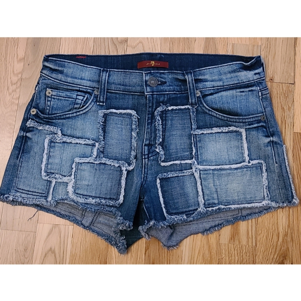 New 7 For All Mankind Patchwork Boho Cutoff Short… - image 2